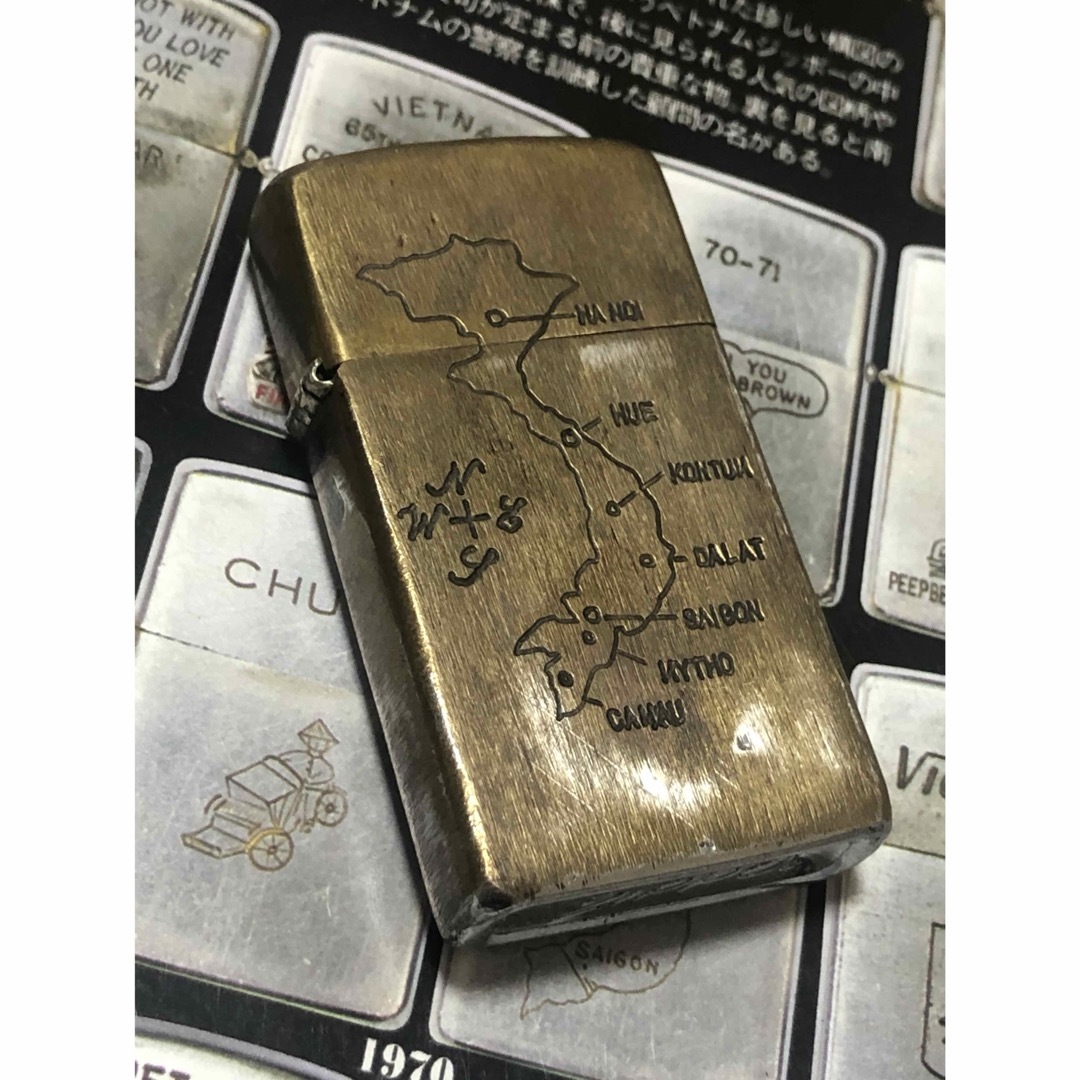 ZIPPO(ジッポー)の【ベトナムZIPPO】本物 1968年製ベトナムジッポー「ベトナム地図」スリム メンズのファッション小物(タバコグッズ)の商品写真