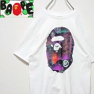 アベイシングエイプ(A BATHING APE)の希少 アベイシングエイプ 両面 ゴリラ デカロゴ ホワイト 半袖 Tシャツ(Tシャツ/カットソー(半袖/袖なし))