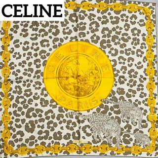 セリーヌ(celine)の★CELINE★ スカーフ 大判 スターボール マカダム レオパード カーキ(バンダナ/スカーフ)