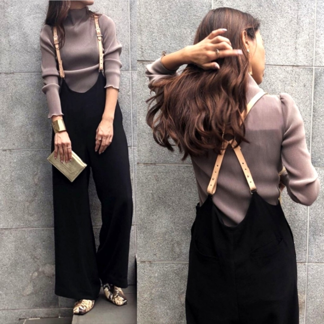 Ameri 【タグ付新品】 本革 サスペンダー パンツ Ameri 【タグ付新品】 本革 サスペンダー パンツ