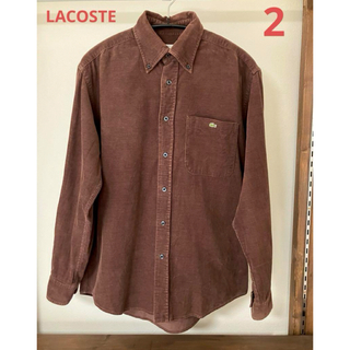 LACOSTE - LACOSTE ラコステ コーデュロイシャツ M ブラウン 2 胸ロゴ 長袖