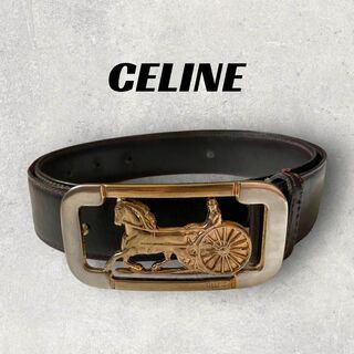 celine - 【良品】セリーヌ　ベルト　ブラウン　馬車金具　金×銀
