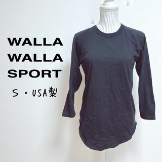 ワラワラスポーツ(WALLA WALLA SPORT)のワラワラスポーツ　ラグランカットソー　７部丈　USA製【S】コットン100% 黒(Tシャツ(長袖/七分))