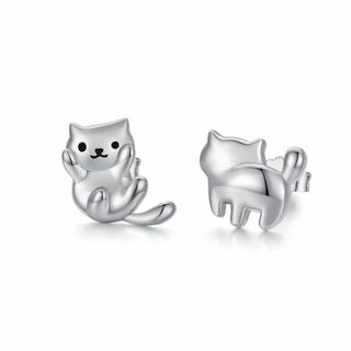 【色: ねこ】StoryMidir ピアス ねこ 金属アレルギー対応 シルバー9(その他)