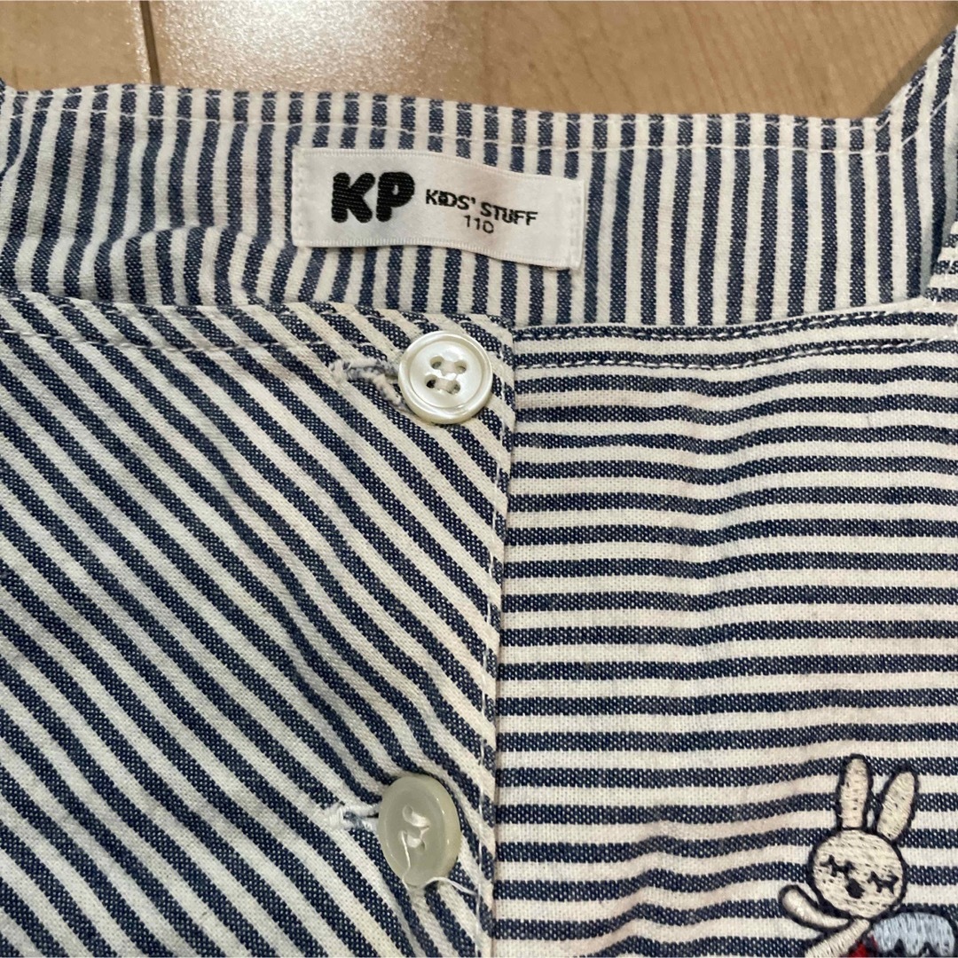 110cm KP ボーダー　デニム　半袖ワンピース☆ キッズ/ベビー/マタニティのキッズ服女の子用(90cm~)(ワンピース)の商品写真