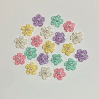 【パステルカラー】レース編みの花モチーフ　ハンドメイド(各種パーツ)