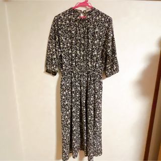 ショコラフィネローブ(chocol raffine robe)の【最終お値下げ★】ショコラフィネローブ　ワンピース　黒　ブラック　花柄(ロングワンピース/マキシワンピース)