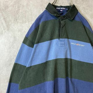 ポロラルフローレン(POLO RALPH LAUREN)の【好配色◎】POLO SPORTポロスポ古着ボーダー刺繍90s長袖ラガーシャツ(ポロシャツ)