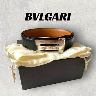 BVLGARI - 【未使用に近い】ブルガリ　ベルト　ブラック×ライトブラウン