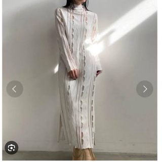 アメリヴィンテージ(Ameri VINTAGE)のameri MEDI SHEER GEOMETRIC KNIT DRESS(ロングワンピース/マキシワンピース)