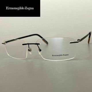 エルメネジルドゼニア(Ermenegildo Zegna)のメガネ エルメネジルドゼニア リムレス スクエア マットブラック 軽量 黒(サングラス/メガネ)