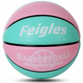 【色: ピンク/グリーン】Feigles バスケットボール 5号 (小学生向け)(バスケットボール)