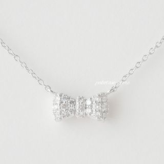 PonteVecchio - 極美品【ポンテヴェキオ】K18WG   ダイヤ 0.24ct　リボン　ネックレス