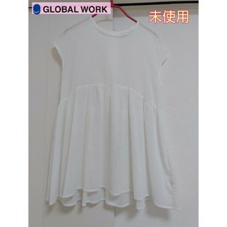 GLOBAL WORK - グローバルワーク　チュニック　トップス　ティアード　ホワイト　フレンチスリーブ