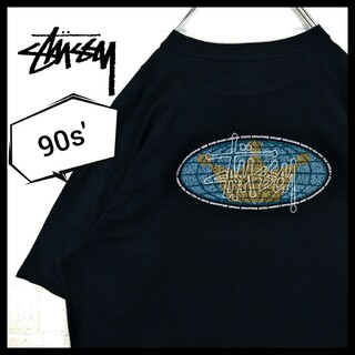 ステューシー(STUSSY)の【STUSSY】90s' 紺タグ vintage ワールドクラウンロゴ　Tシャツ(Tシャツ/カットソー(半袖/袖なし))