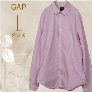 ギャップ(GAP)のb2183【ギャップ】メンズ長袖シャツ ピンク×白ギンガムチェック綿100%L(シャツ)