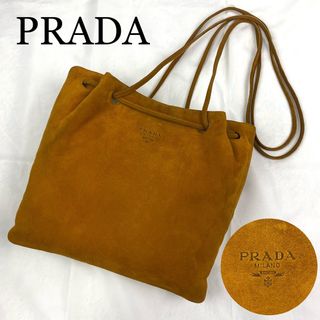 PRADA - PRADA プラダ　ショルダーバッグ　スエード　ブラウン　巾着バッグ　ロゴ型押し