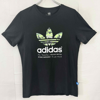 Originals（adidas） - アディダス トレフォイル ロゴ ビッグ プリント Tシャツ 迷彩 L 刺繍ロゴ