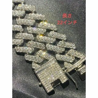 極太幅20mm 22インチ方型 czダイヤ　マイアミ　キューバンチェーンシルバー(ネックレス)