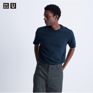 ユニクロ(UNIQLO)のクルーネックTシャツ　男女兼用　半袖　紺色　4XL(Tシャツ/カットソー(半袖/袖なし))