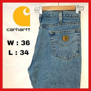 カーハート(carhartt)の90s 古着 カーハート デニム ジーンズ 革ロゴ 36×34 (デニム/ジーンズ)