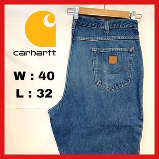 carhartt - 90s 古着 カーハート デニム ジーンズ 革ロゴ 40×32 