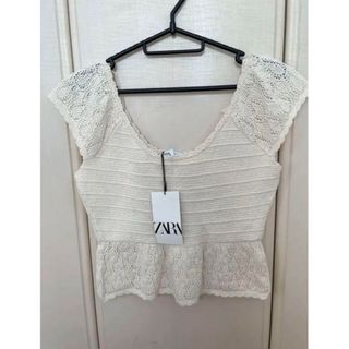 ザラ(ZARA)の【新品タグ付き】ZARA ザラ サマーニット トップス　レディース　夏服(カットソー(半袖/袖なし))