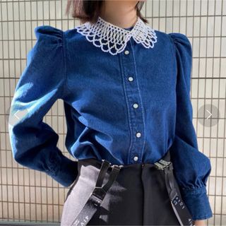 Ameri VINTAGE - 【AMERI】 DENIM POOFY BLOUSE