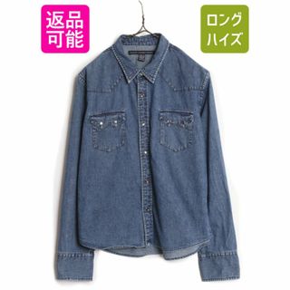 ラルフローレン(Ralph Lauren)の90s ラルフローレン デニム ウエスタン シャツ レディース L 程 90年代 オールド ポロ スポーツ 長袖シャツ ヘビーウェイト コットン 濃紺 (シャツ/ブラウス(長袖/七分))