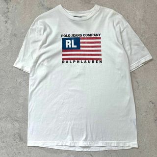 ポロラルフローレン(POLO RALPH LAUREN)の【90s USA製】ポロジーンズ ラルフローレン XL 国旗 フラッグ Tシャツ(Tシャツ/カットソー(半袖/袖なし))