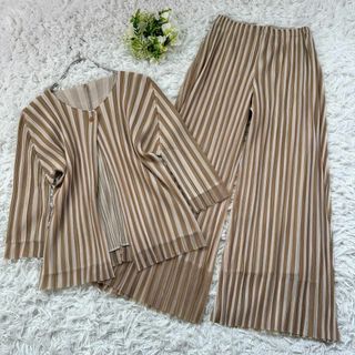 PLEATS PLEASE ISSEY MIYAKE - 新品級 激レア プリーツプリーズ セットアップ L シアーレース ワイド フレア