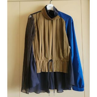 サカイ(sacai)のsacai 21AW 75900円 Satin Chiffon プリーツブラウス(シャツ/ブラウス(長袖/七分))