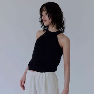 MEER.  メーア　ニットアメスリトップスblack(Tシャツ(半袖/袖なし))