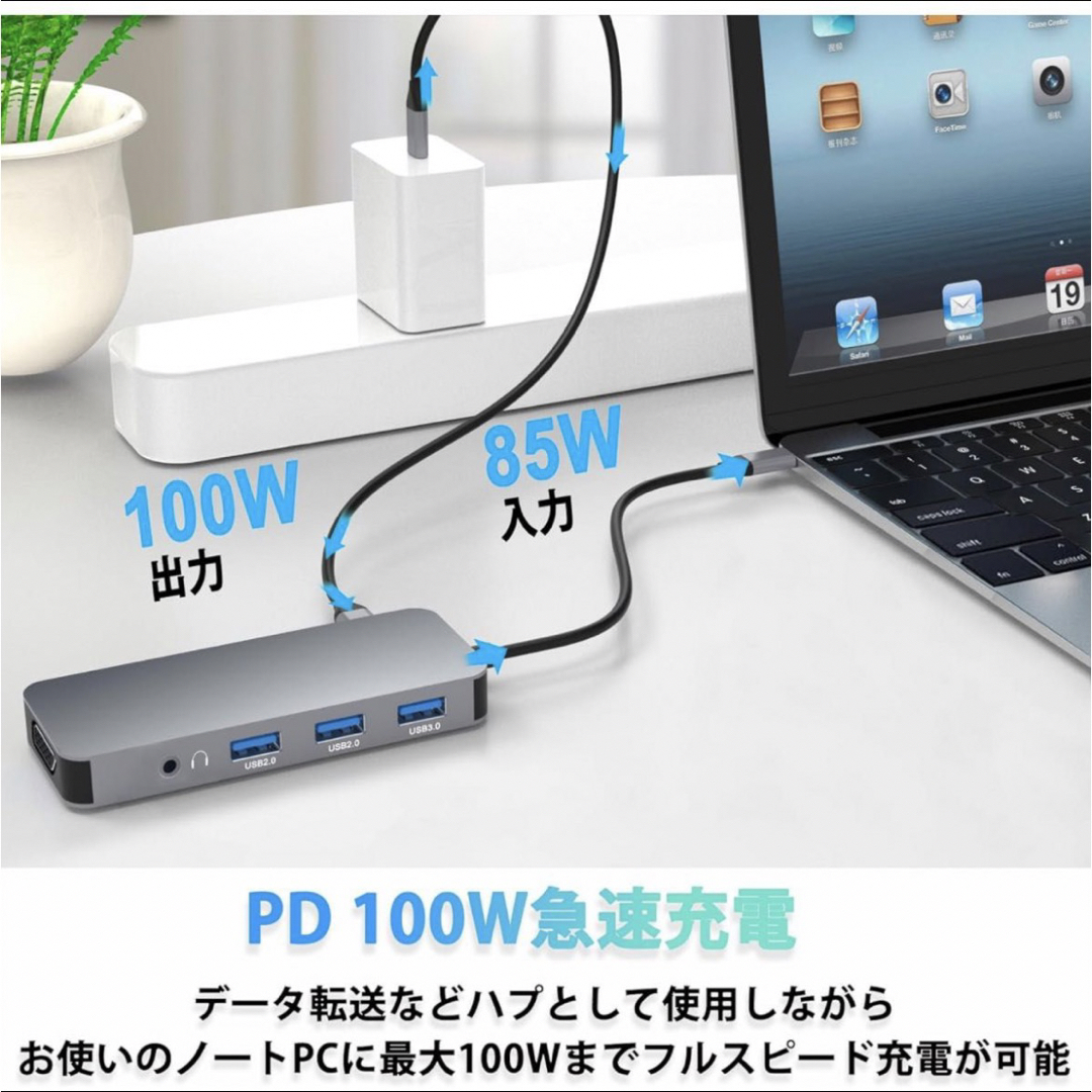 ドッキングステーション HDMI 2つ  マルチディスプレイ  10-IN-1 スマホ/家電/カメラのPC/タブレット(PC周辺機器)の商品写真