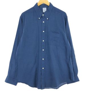 ブルックスブラザース(Brooks Brothers)の古着 ブルックスブラザーズ Brooks Brothers Est.1818 長袖 リネン ボタンダウンシャツ メンズXL /eaa443197(シャツ)