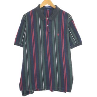 ラルフローレン(Ralph Lauren)の古着 ラルフローレン Ralph Lauren POLO by Ralph Lauren 長袖 ストライプ ポロシャツ メンズXL /eaa442431(ポロシャツ)