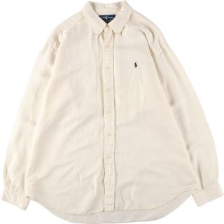 ラルフローレン(Ralph Lauren)の古着 ラルフローレン Ralph Lauren POLO by Ralph Lauren 長袖 リネン×シルク ボタンダウンシャツ メンズXL /eaa443605(シャツ)