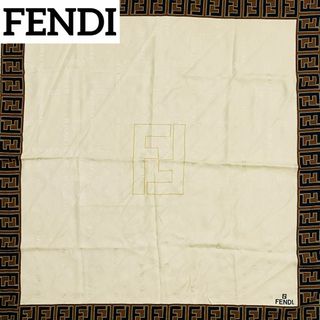 フェンディ(FENDI)の★FENDI★ スカーフ ズッカ柄 シルク ベージュ ブラウン(バンダナ/スカーフ)