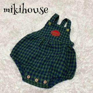 ミキハウス(mikihouse)のmikihouse ミキハウス ☆ ダルマオール サロペット チェック柄 ロゴ(ロンパース)