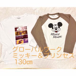 グローバルワーク(GLOBAL WORK)のグローバルワーク　ミッキー＆プリンセス　ディズニーロンT 130㎝(Tシャツ/カットソー)