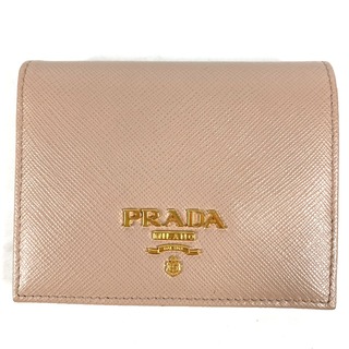 プラダ(PRADA)のプラダ PRADA ロゴ 1MV204 コンパクトウォレット バイカラー 2つ折り財布 サフィアーノレザ－ ベージュ(財布)
