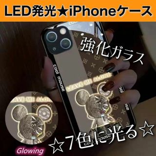 iPhone11ProMAX ケース　LED 光る ミッキー 強化ガラス 韓国