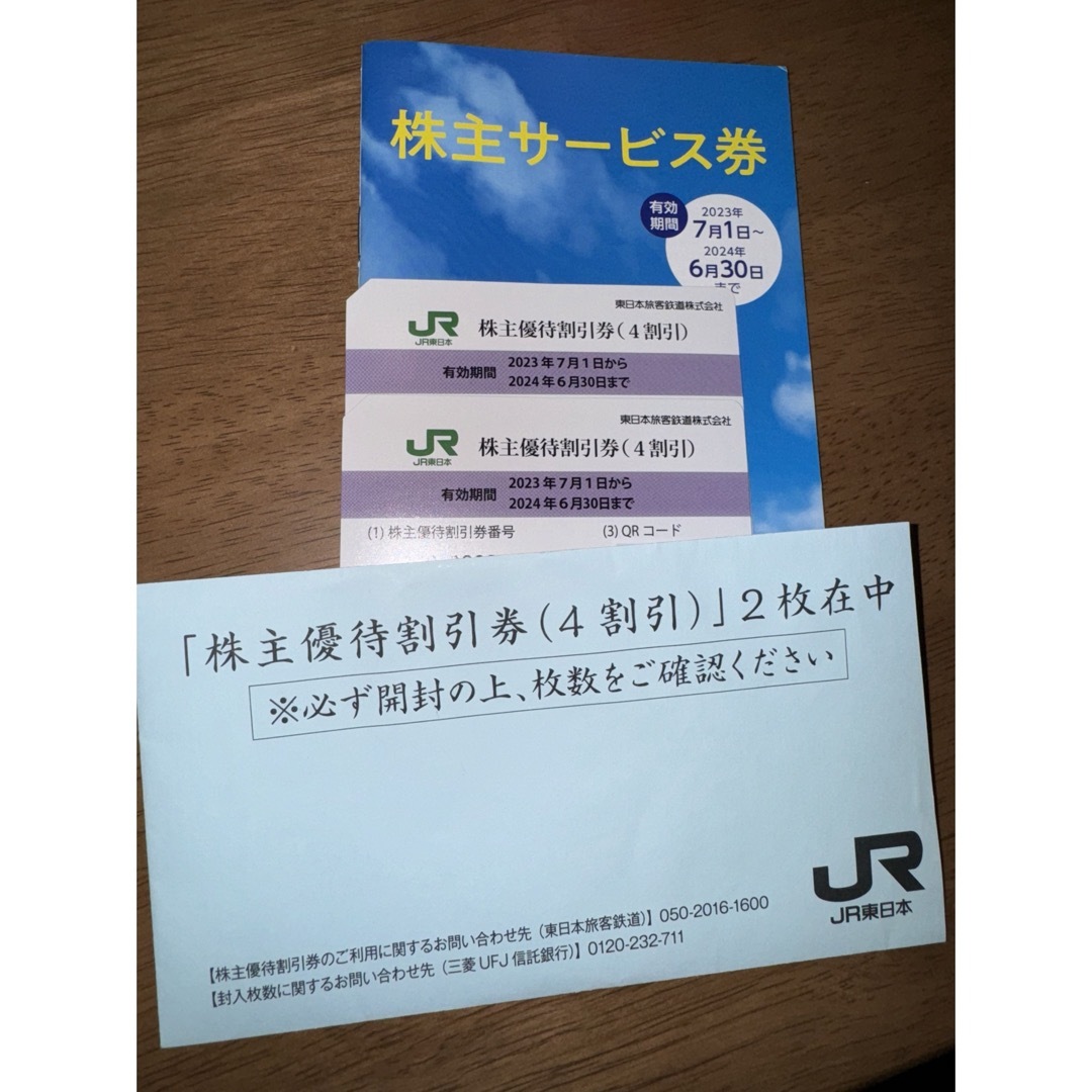 JR東日本株主優待割引券（4割引）２枚　サービス券 チケットの施設利用券(その他)の商品写真