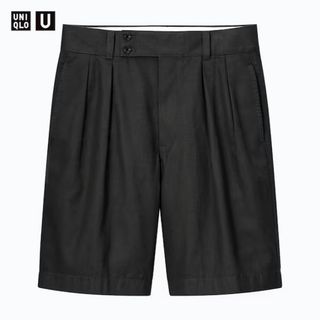 ユニクロ(UNIQLO)の【UNIQLO U】ワイドフィットタックチノショーツ　ダークグレー　M(ショートパンツ)