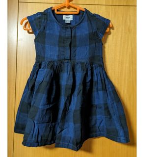 110cmold navyオールドネイビーチェック柄シャツワンピース