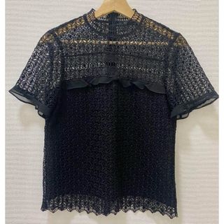 ザラ(ZARA)の美品　ZARA レディース　レース　トップス　ブラウス　ブラック　S ザラ(シャツ/ブラウス(半袖/袖なし))