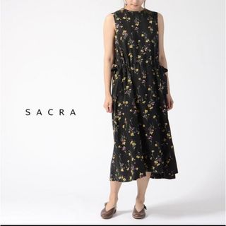 サクラ(SACRA)のサクラ SACRA フラワープリント ノースリーブ ロングワンピース(ロングワンピース/マキシワンピース)