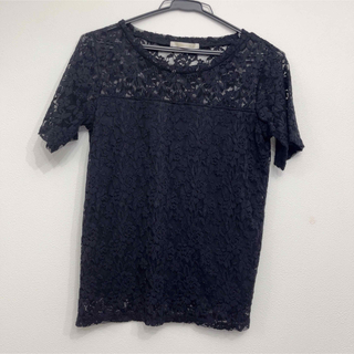 レイカズン(RayCassin)のブラックレース　トップスtシャツ(Tシャツ(半袖/袖なし))