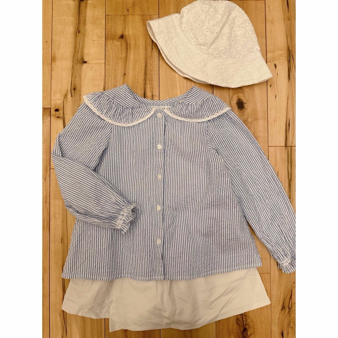 ZARA KIDS(ザラキッズ)のzara baby ꕤ テクスチャーレーストリムシャツ キッズ/ベビー/マタニティのキッズ服女の子用(90cm~)(ブラウス)の商品写真