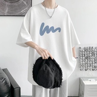 Tシャツ 七分丈 XL メンズ シンプル オーバーサイズ 韓国 ストリート (Tシャツ/カットソー(半袖/袖なし))